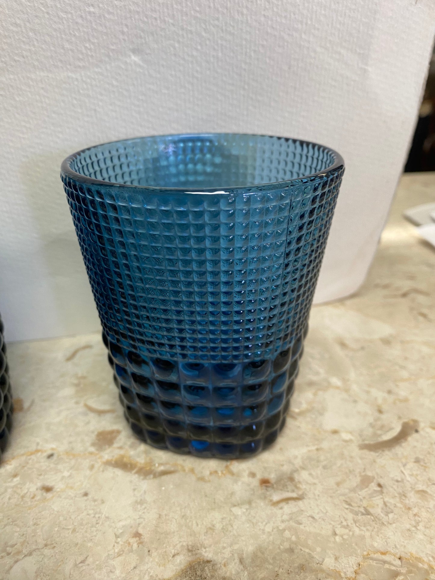 Blue hobnail glasses 4" h