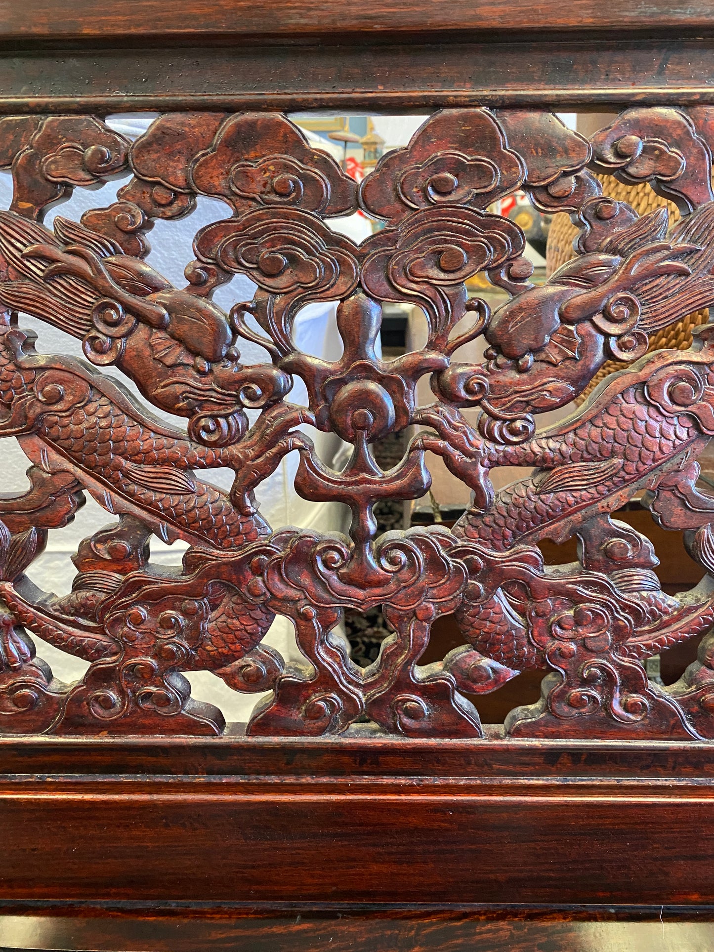 Chinoiserie Carved Rosewood Bench