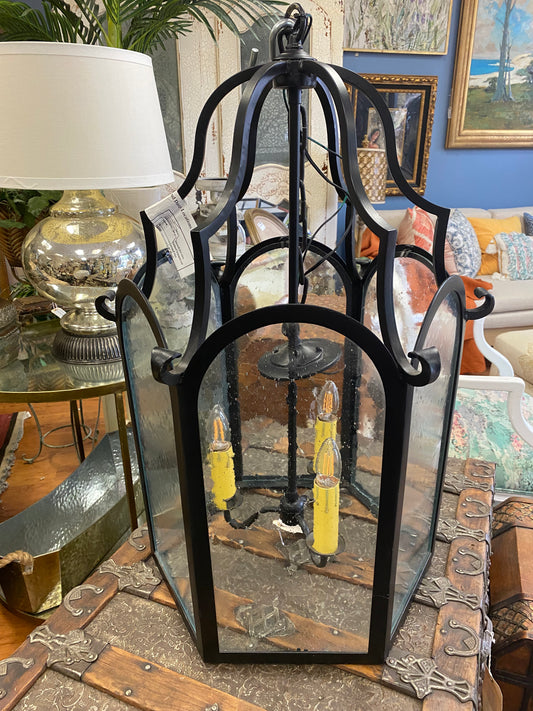 3-lite Black Iron Chandelier by Steven Handleman Studios