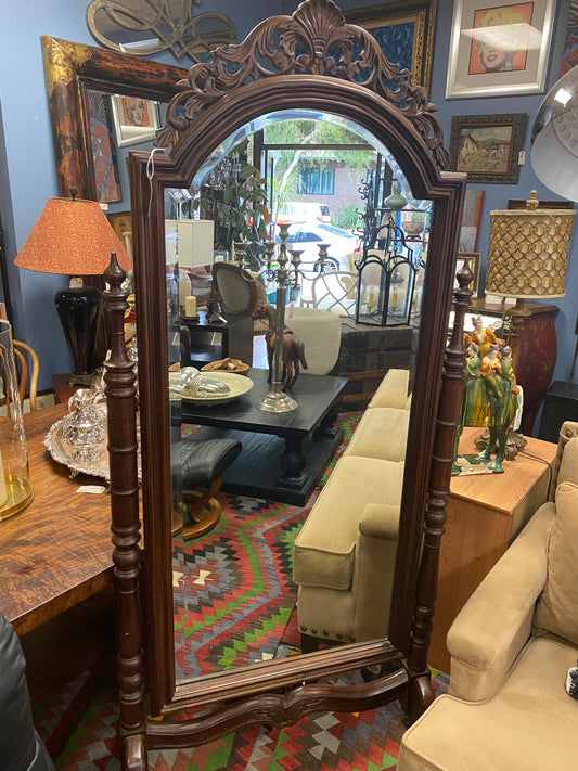 Full-length Carved & Bevelled Cheval Mirror