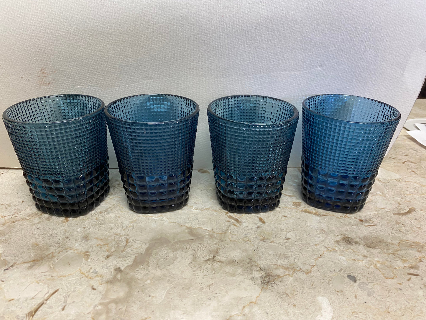 Blue hobnail glasses   4" h