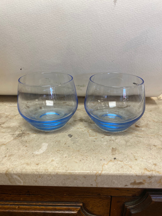 set of 12 blue punch glasses