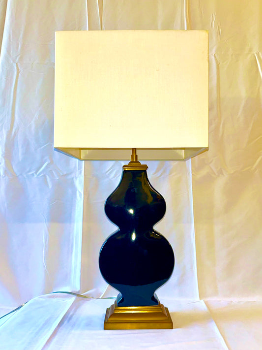 Navy Blue Ceramic Lamp - PAIR