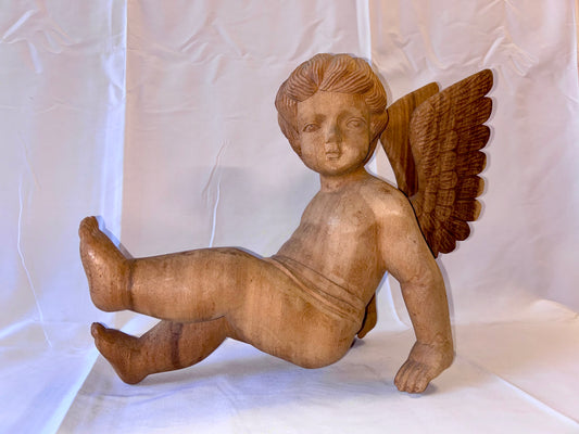 Wooden Cherub with Kicking Feet