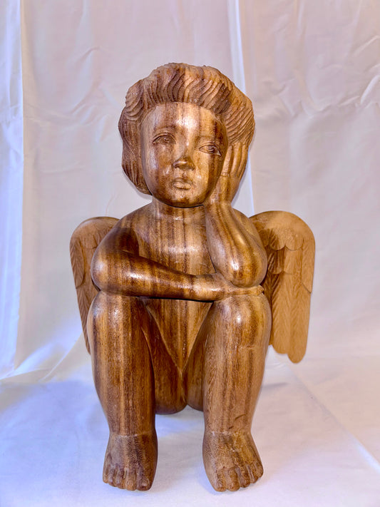 Wooden Cherub with Knees Up