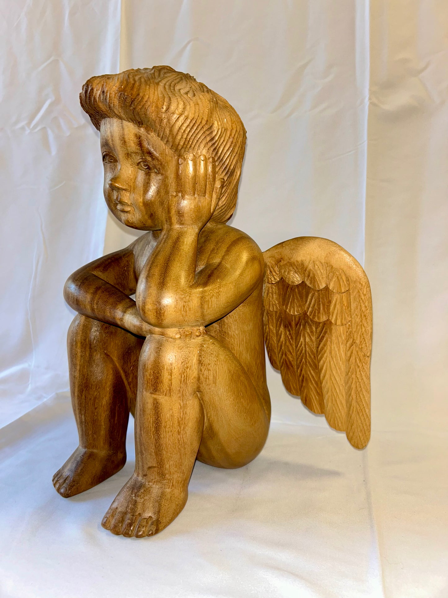 Wooden Cherub with Knees Up