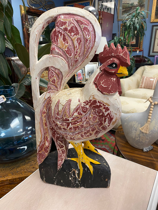 Hand Carved Wooden Rooster 20"H