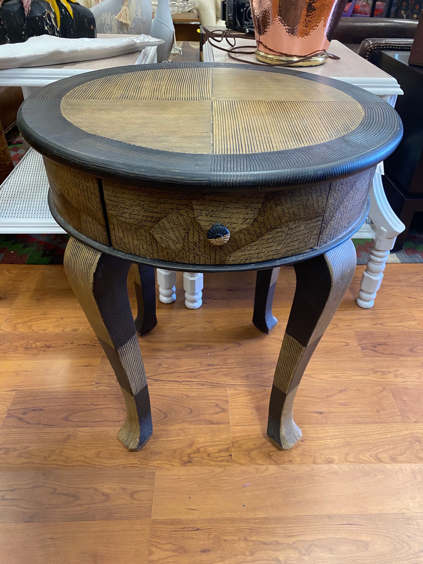 Round Table 22"H 27"D with a drawer, light brown