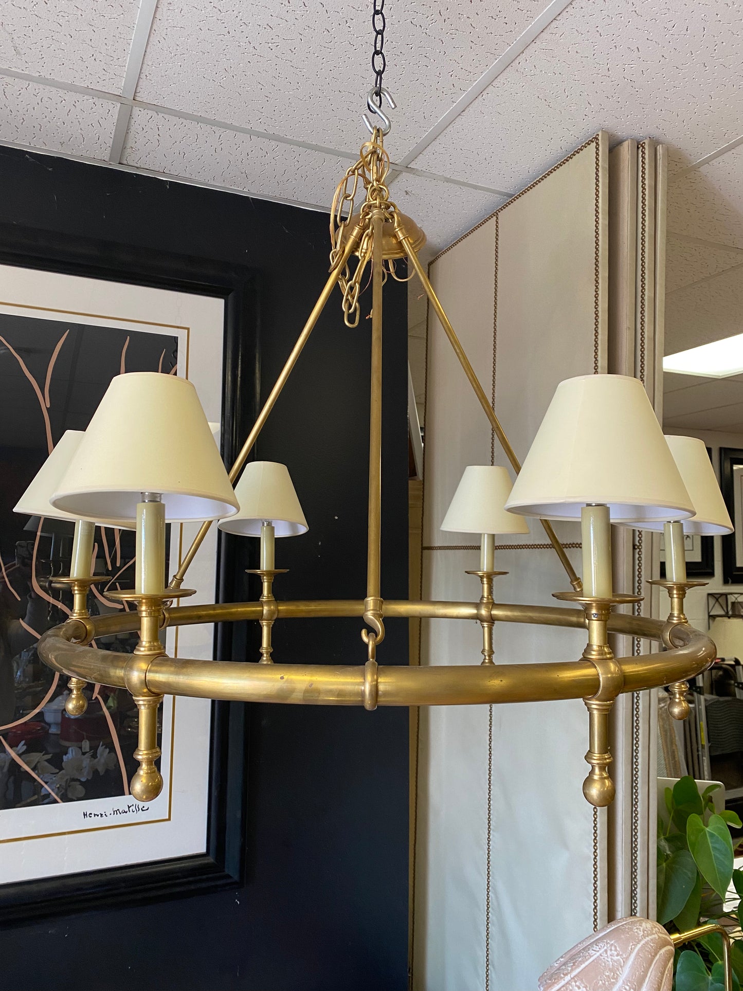 Visual Comfort Brass Ring Chandelier