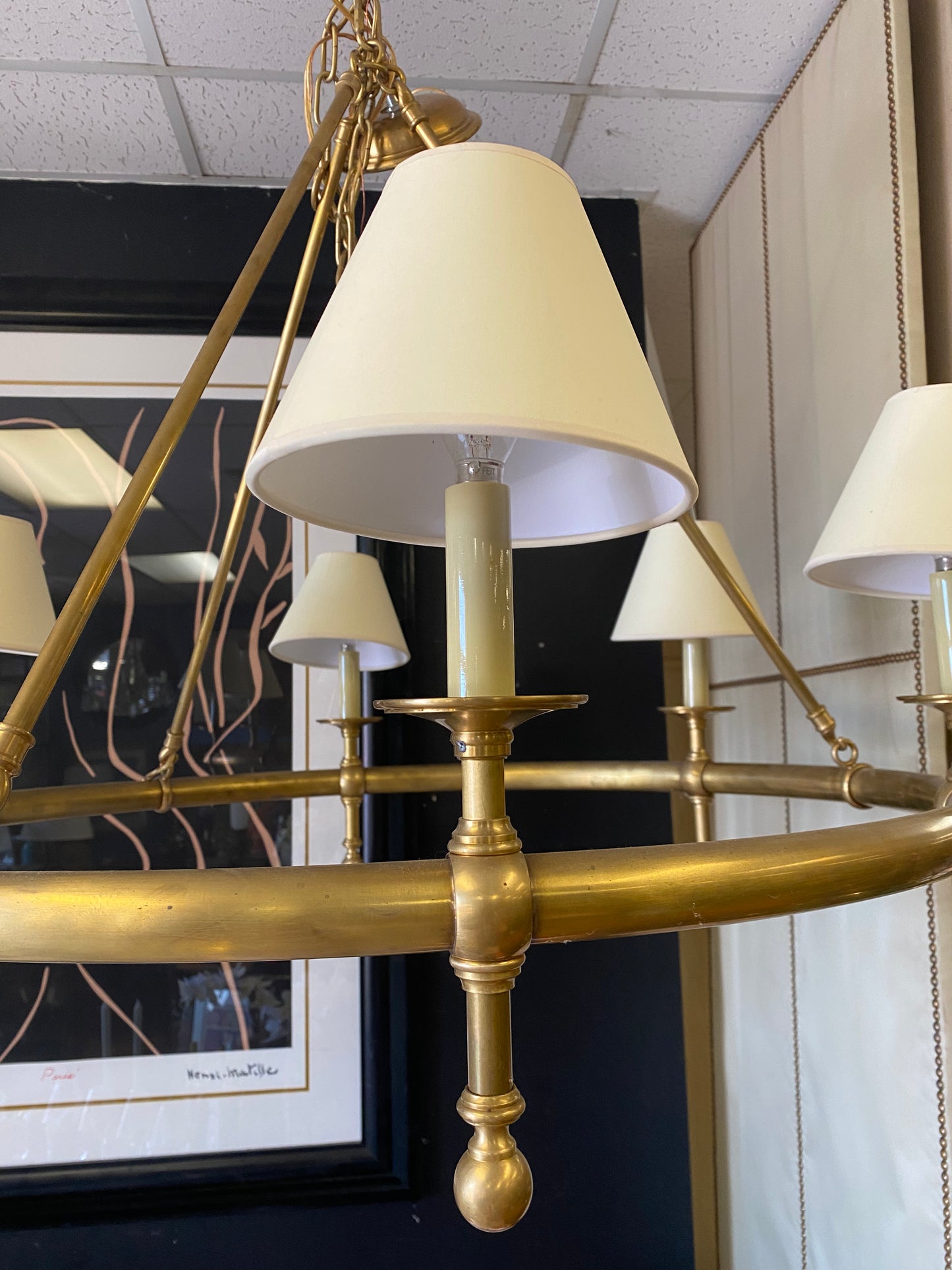 Visual Comfort Brass Ring Chandelier