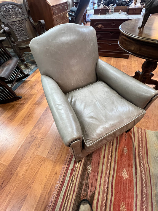 Grey Leather Club Chair