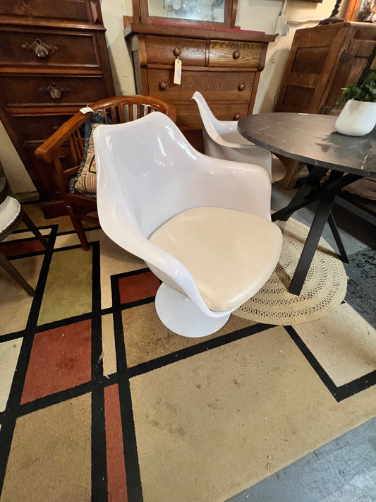 White Tulip Modern Chair w Leather Seat