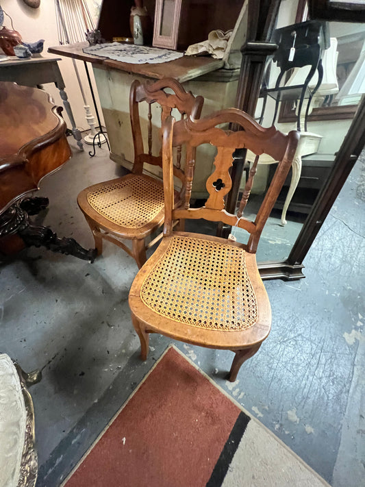 Pair Antique Rush Seat Chairs